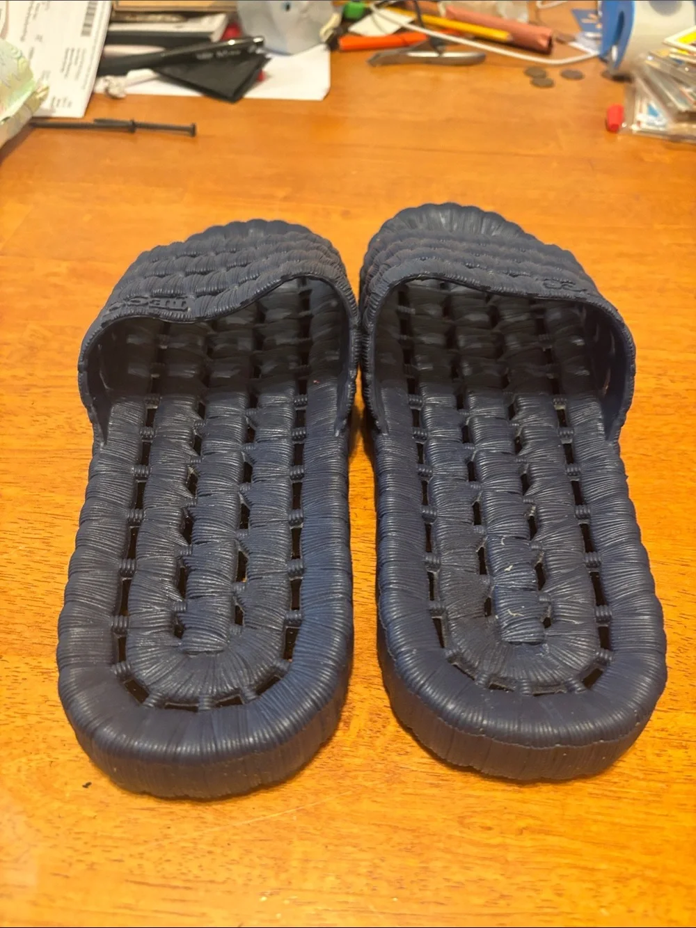 Tecs Men's Slides Sandal Blue Perforated Slip-On US size 9 - EUR 42